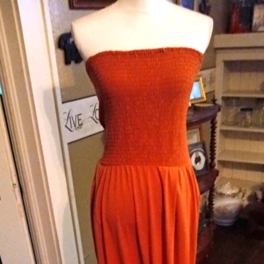 Tangerine Strapless Shirred Top Jumpsuit 3X 22 24